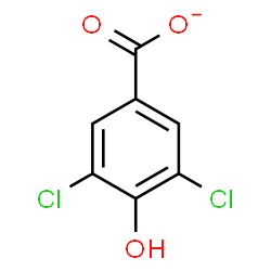 ChemSpider 2D Image | 3,5-Dichloro-4-hydroxybenzoate | C7H3Cl2O3