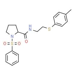 ChemSpider 2D Image | N-{2-[(4-Methylphenyl)sulfanyl]ethyl}-1-(phenylsulfonyl)prolinamide | C20H24N2O3S2