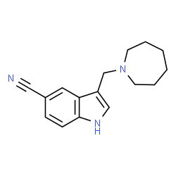 ChemSpider 2D Image | 3-(1-Azepanylmethyl)-1H-indole-5-carbonitrile | C16H19N3