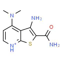ChemSpider 2D Image | 3-Amino-2-carbamoyl-4-(dimethylamino)thieno[2,3-b]pyridin-7-ium | C10H13N4OS