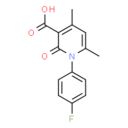 ChemSpider 2D Image | 1-(4-Fluorophenyl)-4,6-dimethyl-2-oxo-1,2-dihydro-3-pyridinecarboxylic acid | C14H12FNO3