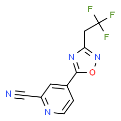 ChemSpider 2D Image | 4-[3-(2,2,2-Trifluoroethyl)-1,2,4-oxadiazol-5-yl]-2-pyridinecarbonitrile | C10H5F3N4O