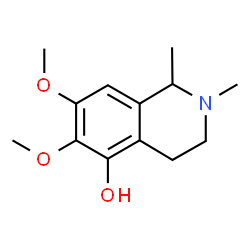 ChemSpider 2D Image | 1,2,3,4-Tetrahydro-6,7-dimethoxy-1,2-dimethyl-5-isoquinolinol | C13H19NO3