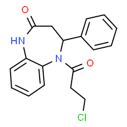 ChemSpider 2D Image | 5-(3-Chloropropanoyl)-4-phenyl-1,3,4,5-tetrahydro-2H-1,5-benzodiazepin-2-one | C18H17ClN2O2