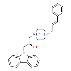 ChemSpider 2D Image | 1-[(2S)-3-(9H-Carbazol-9-yl)-2-hydroxypropyl]-4-[(2E)-3-phenyl-2-propen-1-yl]piperazinediium | C28H33N3O