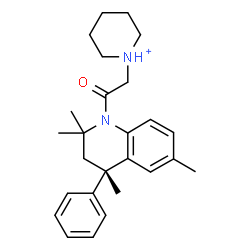 ChemSpider 2D Image | 1-{2-Oxo-2-[(4S)-2,2,4,6-tetramethyl-4-phenyl-3,4-dihydro-1(2H)-quinolinyl]ethyl}piperidinium | C26H35N2O