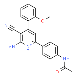 ChemSpider 2D Image | 6-(4-Acetamidophenyl)-2-amino-3-cyano-4-(2-methoxyphenyl)pyridinium | C21H19N4O2