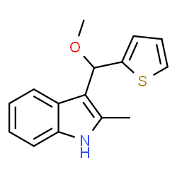ChemSpider 2D Image | 3-[Methoxy(2-thienyl)methyl]-2-methyl-1H-indole | C15H15NOS