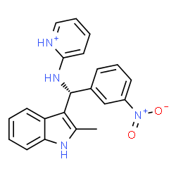 ChemSpider 2D Image | 2-{[(R)-(2-Methyl-1H-indol-3-yl)(3-nitrophenyl)methyl]amino}pyridinium | C21H19N4O2