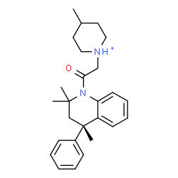 ChemSpider 2D Image | 4-Methyl-1-{2-oxo-2-[(4S)-2,2,4-trimethyl-4-phenyl-3,4-dihydro-1(2H)-quinolinyl]ethyl}piperidinium | C26H35N2O