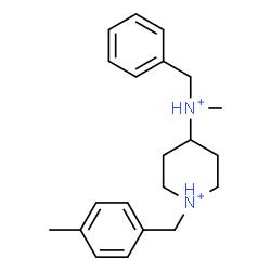 ChemSpider 2D Image | 4-[Benzyl(methyl)ammonio]-1-(4-methylbenzyl)piperidinium | C21H30N2