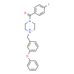 ChemSpider 2D Image | 4-(4-Fluorobenzoyl)-1-(3-phenoxybenzyl)piperazin-1-ium | C24H24FN2O2