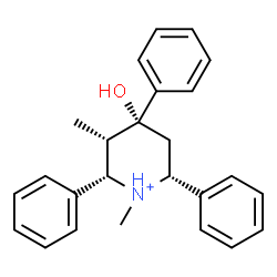 ChemSpider 2D Image | (2S,3S,4R,6R)-4-Hydroxy-1,3-dimethyl-2,4,6-triphenylpiperidinium | C25H28NO