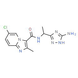 ChemSpider 2D Image | N-[1-(5-Amino-1H-1,2,4-triazol-3-yl)ethyl]-6-chloro-2-methylimidazo[1,2-a]pyridine-3-carboxamide | C13H14ClN7O
