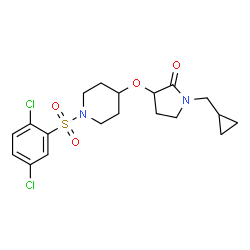 ChemSpider 2D Image | 1-(Cyclopropylmethyl)-3-({1-[(2,5-dichlorophenyl)sulfonyl]-4-piperidinyl}oxy)-2-pyrrolidinone | C19H24Cl2N2O4S
