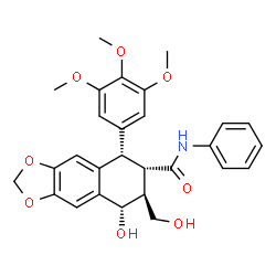 ChemSpider 2D Image | (5S,6S,7S,8S)-8-Hydroxy-7-(hydroxymethyl)-N-phenyl-5-(3,4,5-trimethoxyphenyl)-5,6,7,8-tetrahydronaphtho[2,3-d][1,3]dioxole-6-carboxamide | C28H29NO8