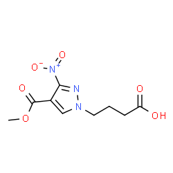 ChemSpider 2D Image | 4-[4-(Methoxycarbonyl)-3-nitro-1H-pyrazol-1-yl]butanoic acid | C9H11N3O6