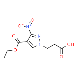 ChemSpider 2D Image | 3-[4-(Ethoxycarbonyl)-3-nitro-1H-pyrazol-1-yl]propanoic acid | C9H11N3O6