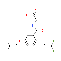 ChemSpider 2D Image | N-[2,5-Bis(2,2,2-trifluoroethoxy)benzoyl]glycine | C13H11F6NO5