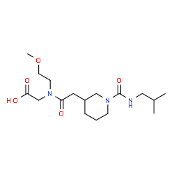 ChemSpider 2D Image | N-{[1-(Isobutylcarbamoyl)-3-piperidinyl]acetyl}-N-(2-methoxyethyl)glycine | C17H31N3O5