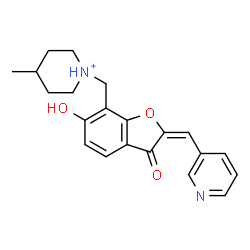 ChemSpider 2D Image | 1-{[(2E)-6-Hydroxy-3-oxo-2-(3-pyridinylmethylene)-2,3-dihydro-1-benzofuran-7-yl]methyl}-4-methylpiperidinium | C21H23N2O3