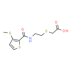 ChemSpider 2D Image | {[2-({[3-(Methylsulfanyl)-2-thienyl]carbonyl}amino)ethyl]sulfanyl}acetic acid | C10H13NO3S3