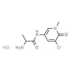 ChemSpider 2D Image | N-(5-Chloro-1-methyl-6-oxo-1,6-dihydro-3-pyridinyl)alaninamide hydrochloride (1:1) | C9H13Cl2N3O2