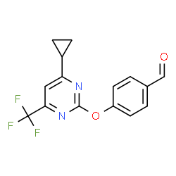ChemSpider 2D Image | 4-{[4-Cyclopropyl-6-(trifluoromethyl)-2-pyrimidinyl]oxy}benzaldehyde | C15H11F3N2O2