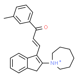 ChemSpider 2D Image | 1-{3-[(1E)-3-(3-Methylphenyl)-3-oxo-1-propen-1-yl]-1H-inden-2-yl}azepanium | C25H28NO
