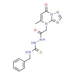 ChemSpider 2D Image | N-Benzyl-2-[(5-methyl-7-oxo[1,2,4]triazolo[1,5-a]pyrimidin-4(7H)-yl)acetyl]hydrazinecarbothioamide | C16H17N7O2S