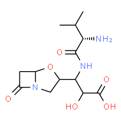 ChemSpider 2D Image | 2-Hydroxy-3-(7-oxo-4-oxa-1-azabicyclo[3.2.0]hept-3-yl)-3-(L-valylamino)propanoic acid | C13H21N3O6
