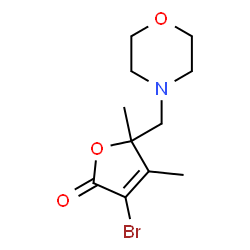 ChemSpider 2D Image | 3-Bromo-4,5-dimethyl-5-(4-morpholinylmethyl)-2(5H)-furanone | C11H16BrNO3