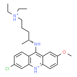 ChemSpider 2D Image | 6-Chloro-9-{[(2R)-5-(diethylammonio)-2-pentanyl]amino}-2-methoxyacridinium | C23H32ClN3O