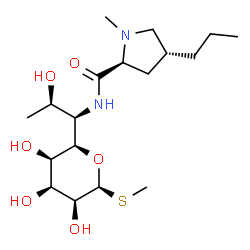 ChemSpider 2D Image | Methyl (5R)-5-[(1R,2R)-2-hydroxy-1-{[(4R)-1-methyl-4-propyl-L-prolyl]amino}propyl]-1-thio-alpha-L-ribopyranoside | C18H34N2O6S