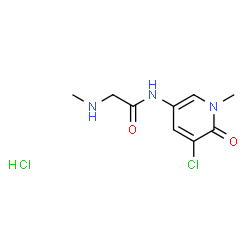 ChemSpider 2D Image | N-(5-Chloro-1-methyl-6-oxo-1,6-dihydro-3-pyridinyl)-N~2~-methylglycinamide hydrochloride (1:1) | C9H13Cl2N3O2