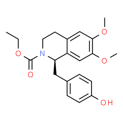 ChemSpider 2D Image | Ethyl (1R)-1-(4-hydroxybenzyl)-6,7-dimethoxy-3,4-dihydro-2(1H)-isoquinolinecarboxylate | C21H25NO5