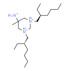 ChemSpider 2D Image | 5-Ammonio-1-[(2R)-2-ethylhexyl]-3-[(2S)-2-ethylhexyl]-5-methylhexahydropyrimidinediium | C21H48N3