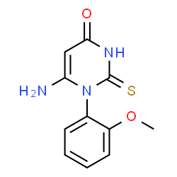 ChemSpider 2D Image | 6-AMINO-1-(2-METHOXYPHENYL)-2-SULFANYLIDENE-3H-PYRIMIDIN-4-ONE | C11H11N3O2S