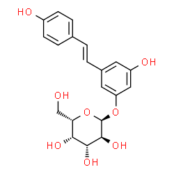 ChemSpider 2D Image | 3-Hydroxy-5-[(E)-2-(4-hydroxyphenyl)vinyl]phenyl alpha-L-galactopyranoside | C20H22O8