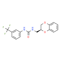 ChemSpider 2D Image | 1-[(2S)-2,3-Dihydro-1,4-benzodioxin-2-ylmethyl]-3-[3-(trifluoromethyl)phenyl]urea | C17H15F3N2O3