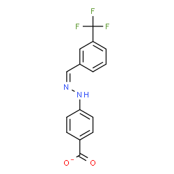 ChemSpider 2D Image | 4-{(2Z)-2-[3-(Trifluoromethyl)benzylidene]hydrazino}benzoate | C15H10F3N2O2