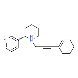ChemSpider 2D Image | (2S)-1-[3-(1-Cyclohexen-1-yl)-2-propyn-1-yl]-2-(3-pyridinyl)piperidinium | C19H25N2