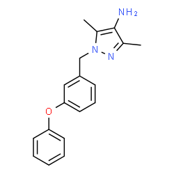 ChemSpider 2D Image | Pyrazol-4-amine, 3,5-dimethyl-1-(3-phenoxybenzyl)- | C18H19N3O