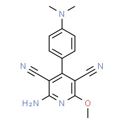 ChemSpider 2D Image | 2-Amino-4-[4-(dimethylamino)phenyl]-6-methoxy-3,5-pyridinedicarbonitrile | C16H15N5O