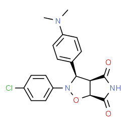 ChemSpider 2D Image | (3R,3aR,6aS)-2-(4-Chlorophenyl)-3-[4-(dimethylamino)phenyl]dihydro-2H-pyrrolo[3,4-d][1,2]oxazole-4,6(3H,5H)-dione | C19H18ClN3O3
