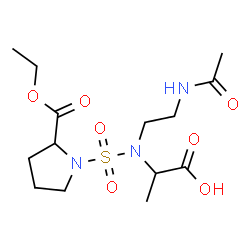 ChemSpider 2D Image | N-(2-Acetamidoethyl)-N-{[2-(ethoxycarbonyl)-1-pyrrolidinyl]sulfonyl}alanine | C14H25N3O7S