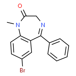 ChemSpider 2D Image | 7-Bromo-1-methyl-5-phenyl-1,3-dihydro-2H-1,4-benzodiazepin-2-one | C16H13BrN2O