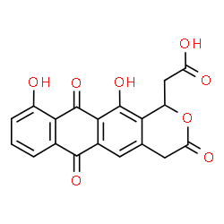 ChemSpider 2D Image | (10,12-Dihydroxy-3,6,11-trioxo-3,4,6,11-tetrahydro-1H-naphtho[2,3-g]isochromen-1-yl)acetic acid | C19H12O8