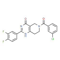 ChemSpider 2D Image | 6-(3-Chlorobenzoyl)-2-(3,4-difluorophenyl)-5,6,7,8-tetrahydropyrido[4,3-d]pyrimidin-4(1H)-one | C20H14ClF2N3O2