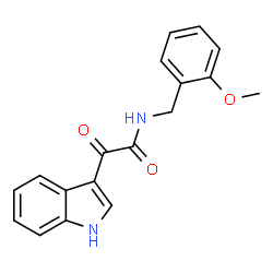 ChemSpider 2D Image | 2-(1H-Indol-3-yl)-N-(2-methoxybenzyl)-2-oxoacetamide | C18H16N2O3